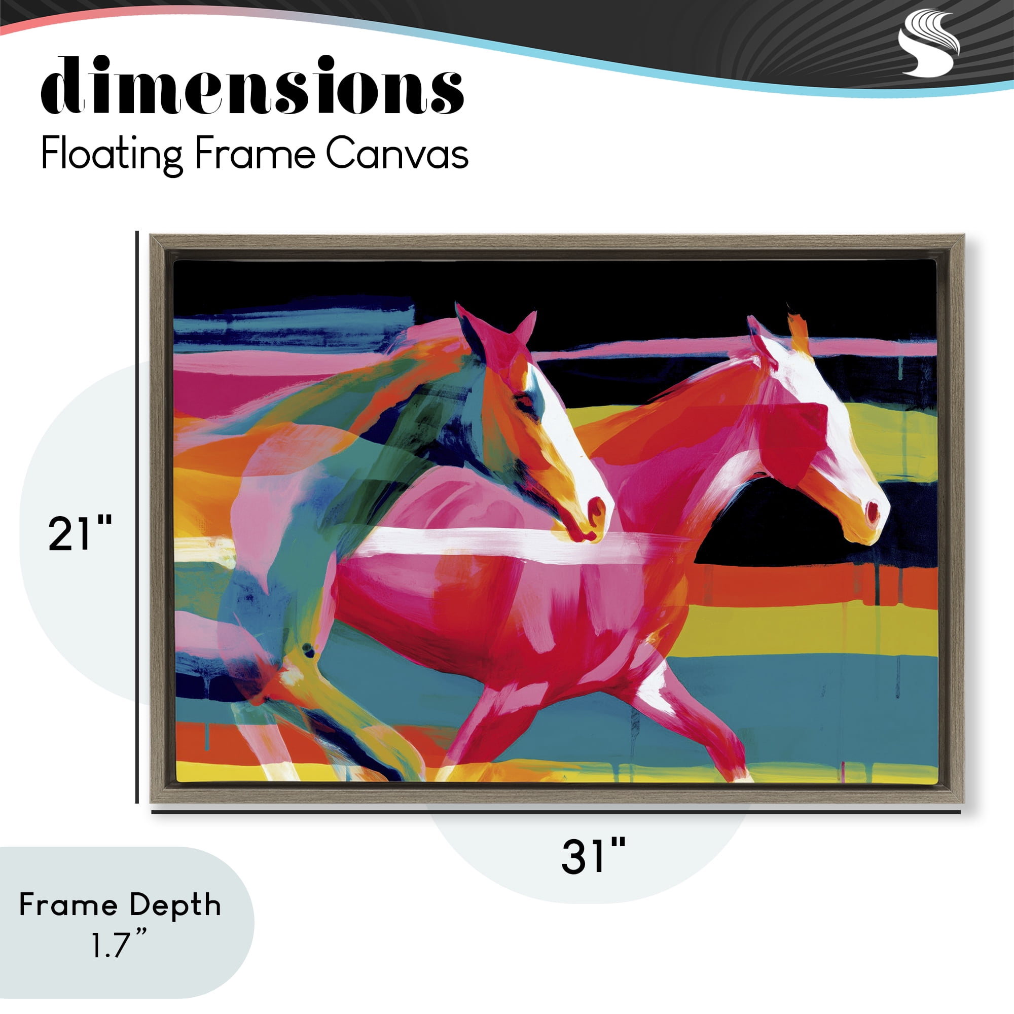 Stupell Industries Wild Horses Running Through Stripes Brown Framed Floater Canvas Wall Art, design by Chromatic Storm Studio