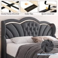 thumbnail image 4 of Hiphuta Modern King Bed Frame with 2 Drawers, LED Lights Platform Bed Frame, Sturdy Beds Frame with Upholstered Button Tufted Headboard, Velvet Gray, 4 of 7