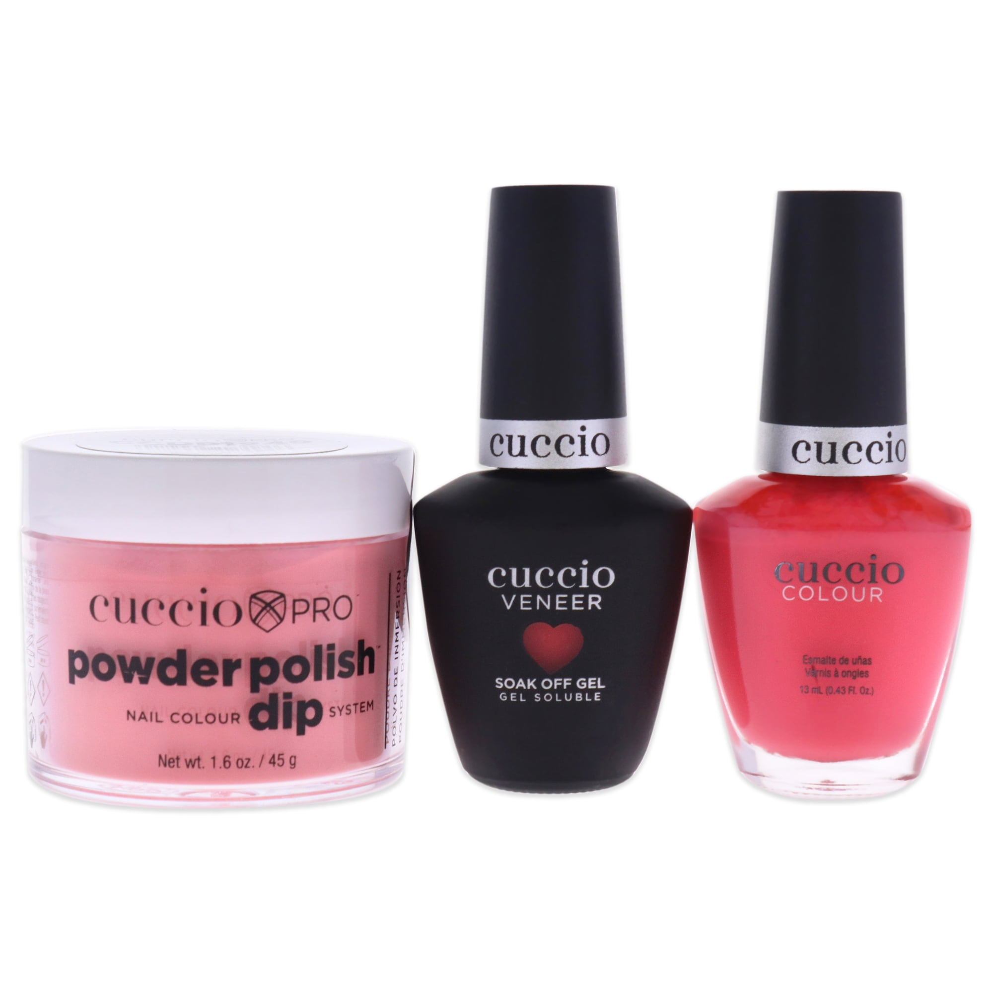 Match Makers Plus Dip - Paradise Found by Cuccio Colour for Women - 3 Pc 1.6oz Pro Powder Polish Dip System, 0.44oz Veneer Soak Off Gel, 0.43oz Colour Nail Polish