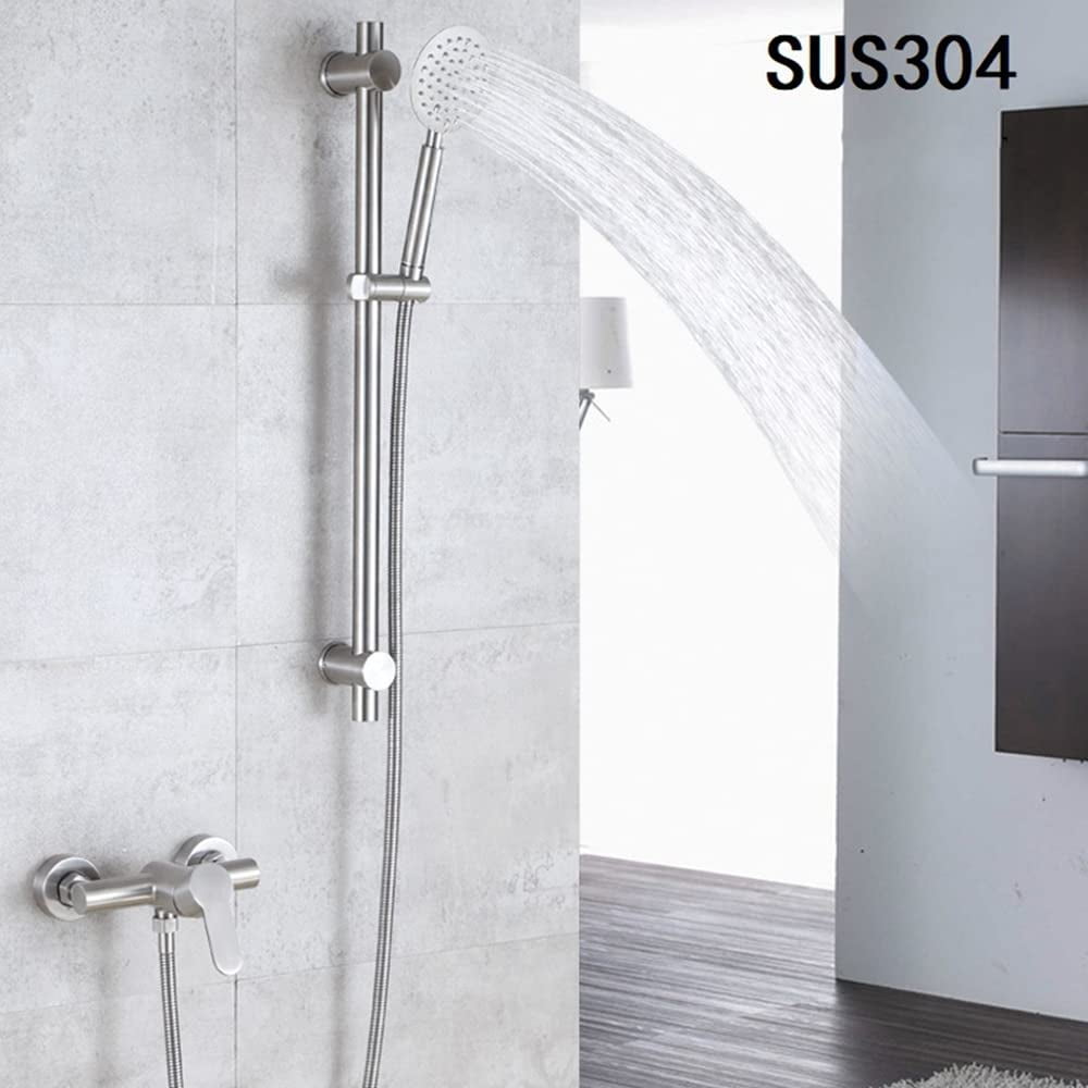 Stainless Steel Wall Mounted Shower Mixer Faucet Manual Control Plumbing Valve Switch Bathroom Tap for Cold and Hot Water