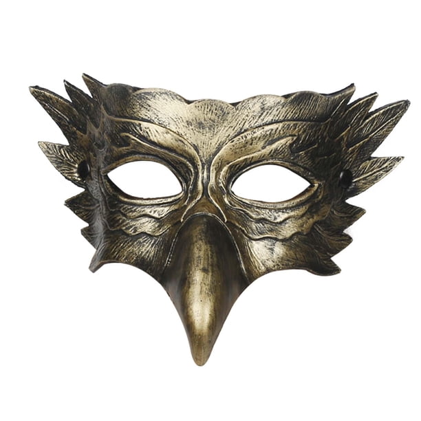 Máscara de águila Jinwen para baile cubierta facial ajustable fiesta de cosplay Dorado