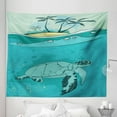 thumbnail image 1 of Ocean Tapestry, Sea Turtle Swimming Coral Reef Exotic Island Underwater Life Illustration, Fabric Wall Hanging Decor for Bedroom Living Room Dorm, 5 Sizes, Turquoise Teal Green, by Ambesonne, 1 of 1
