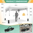 thumbnail image 6 of COBIZI 10x10 Pop up Canopy, Canopy Tent 10x10 with 3 Sidewalls, 1 Person Easy Set up，Tents for Parties, Outdoor Canopy with Fluorescent Strip & 4 Sandbags, Waterproof, 3 Adjustable Height（White）, 6 of 7