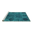 thumbnail image 2 of Ahgly Company Machine Washable Indoor Square Oriental Turquoise Blue Industrial Area Rugs, 8' Square, 2 of 4