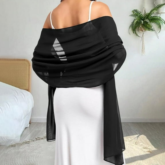 yunLXY Clearance Sales Shawls and Wraps Women Black Womens Scarf Shawl Chiffon Bridal Soft Wrap Chiffon Ribbon Scarf Satin Shawls and Wraps for Evening Dresses