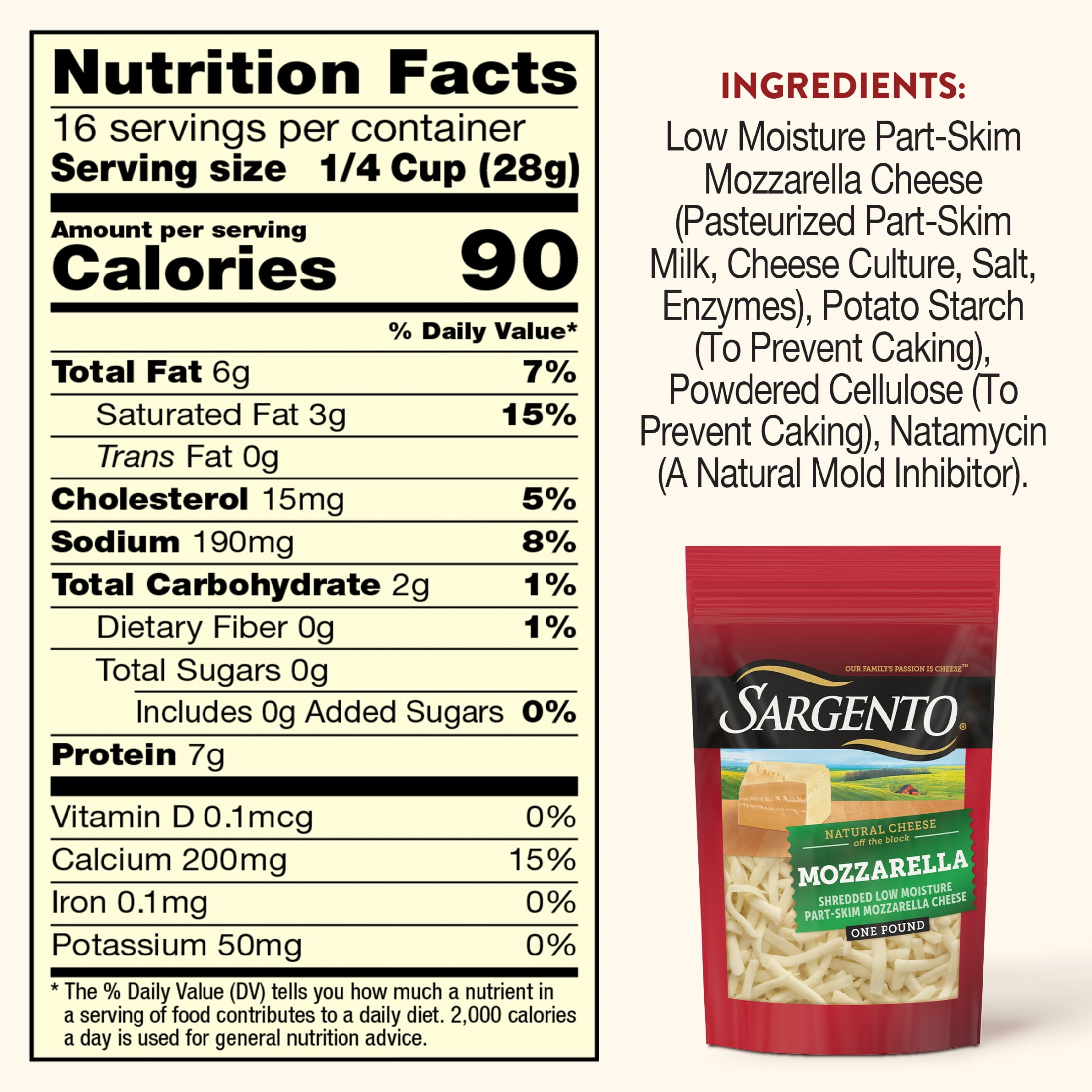 Sargento® Mozzarella Shredded Cheese, Traditional Cut, 16 oz.