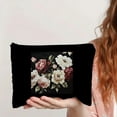 thumbnail image 4 of Pratyus Roses Canvas Cosmetic Bag Tote Bag Valentine Gift Pink Love for Women Friends Travel Essentials Ladies Accessories Black, 4 of 6