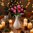 thumbnail image 4 of 1 Pc 9 Heads Tulips Artificial Flowers, 15.8 Inch Real Touch PU Faux Flowers, Fake Tulips Stems for Spring Summer Bouquet Floral Room Table Party Wedding Easter Valentines Day Decorations Hot Pink, 4 of 4