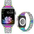 thumbnail image 1 of Correa de repuesto para Apple Watch de 41 mm, 38 mm y 40 mm, serie 7, serie 6, 5, 4, 3, 2 y 1 SE, con diamantes de imitación de acero inoxidable y metal., 1 of 5