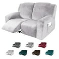 thumbnail image 1 of CJC Velvet Recliner Covers, Stretch Armchair Slipcovers, 6-Piece for Loveseat Reclining Sofa, 2 Seater Recliner Protector, 7 Colors, 1 of 7