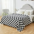 thumbnail image 6 of Checkered Flannel Throw Blanket, Soft Cozy Checkerboard Grid Pattern Fleece Blanket for Couch Bed Sofa, Black 60 x 80 Inches, 6 of 6
