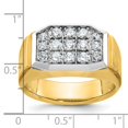 thumbnail image 2 of Diamond2Deal 14K Yellow Gold with White Rhod Men's 1 cttw Diamond Cluster Ring Size 10, 2 of 6