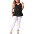 thumbnail image 3 of Agnes Orinda Women's Plus Size Silk Satin Tank Tops V Neck Casual Cami Sleeveless Blouses Summer Basic Camisole 2X Black, 3 of 7