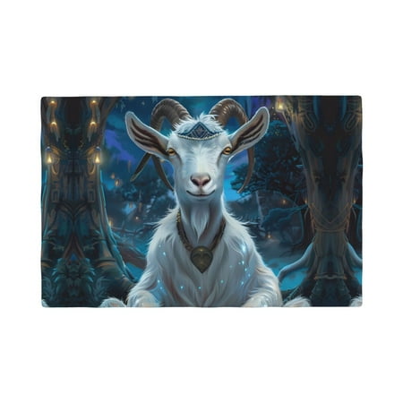 

Table Placemats Set of 6 - Forest Meditating Goat 12x18 In Faux Linen Double Heat Resistant Place Mats Cloth Indoor/Outdoor Placemats Washable Table Mats for Dining Kitchen Party