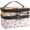 Pink, variant on Clear Makeup Bags Double layer Travel Cosmetic Cases with 1PC Comb Make up Organizer Toiletry Bags-Black