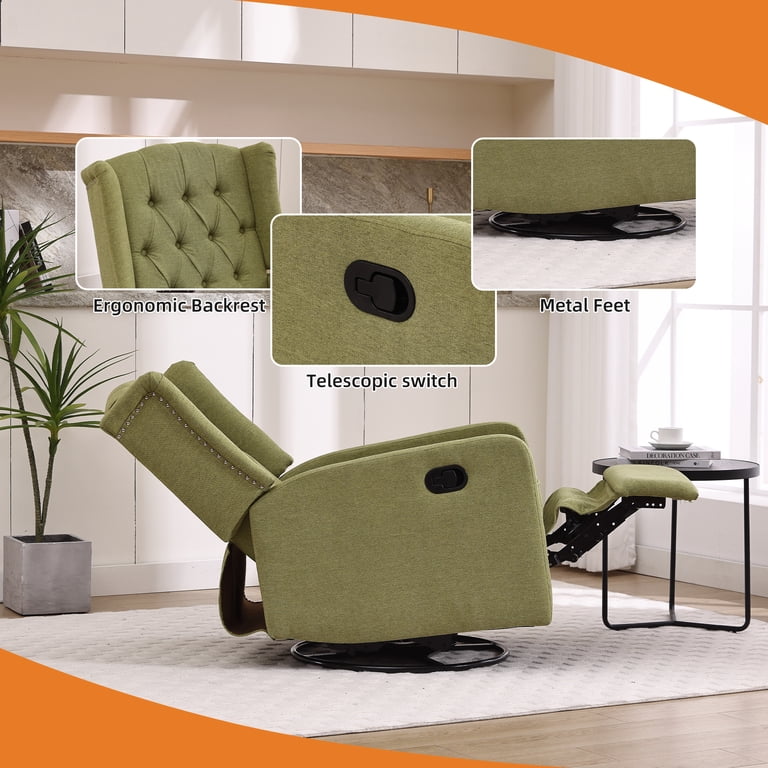 360 Oversize Swivel Glider Chair With Convertible Pillows - High Density Foam Comfort For Living Room