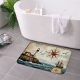 thumbnail image 3 of FJPT Nautical Lighthouse Compass And Sailboat Non Slip Flannel Polyester Floor Mat For Bathroom Kitchen Bedroom Decor 16x24 inch, 3 of 5