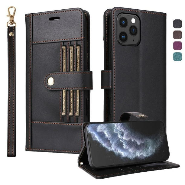 FOXDOCK Funda tipo Cartera para iPhone 14 Pro Max – Cubierta de Cuero PU con Múltiples Ranuras, Bolsillo para Efectivo y Correa de Muñeca