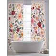 thumbnail image 5 of Pink Flowers Sheer Curtains 96 Inch Length 2 Panels Set, Spring Farmhouse Floral Leaves Vintage Voile Window Treatment Semi Sheer Long Curtains Drapes for Bedroom/Living Room/Kitchen 52"x96"x2, 5 of 7