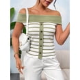 thumbnail image 4 of Womens Sweater Tops Summer Off Shoulder Sweaters Boat Neck Sleeveless Relaxed Fit Knitted Pullover Top Green S, 4 of 10