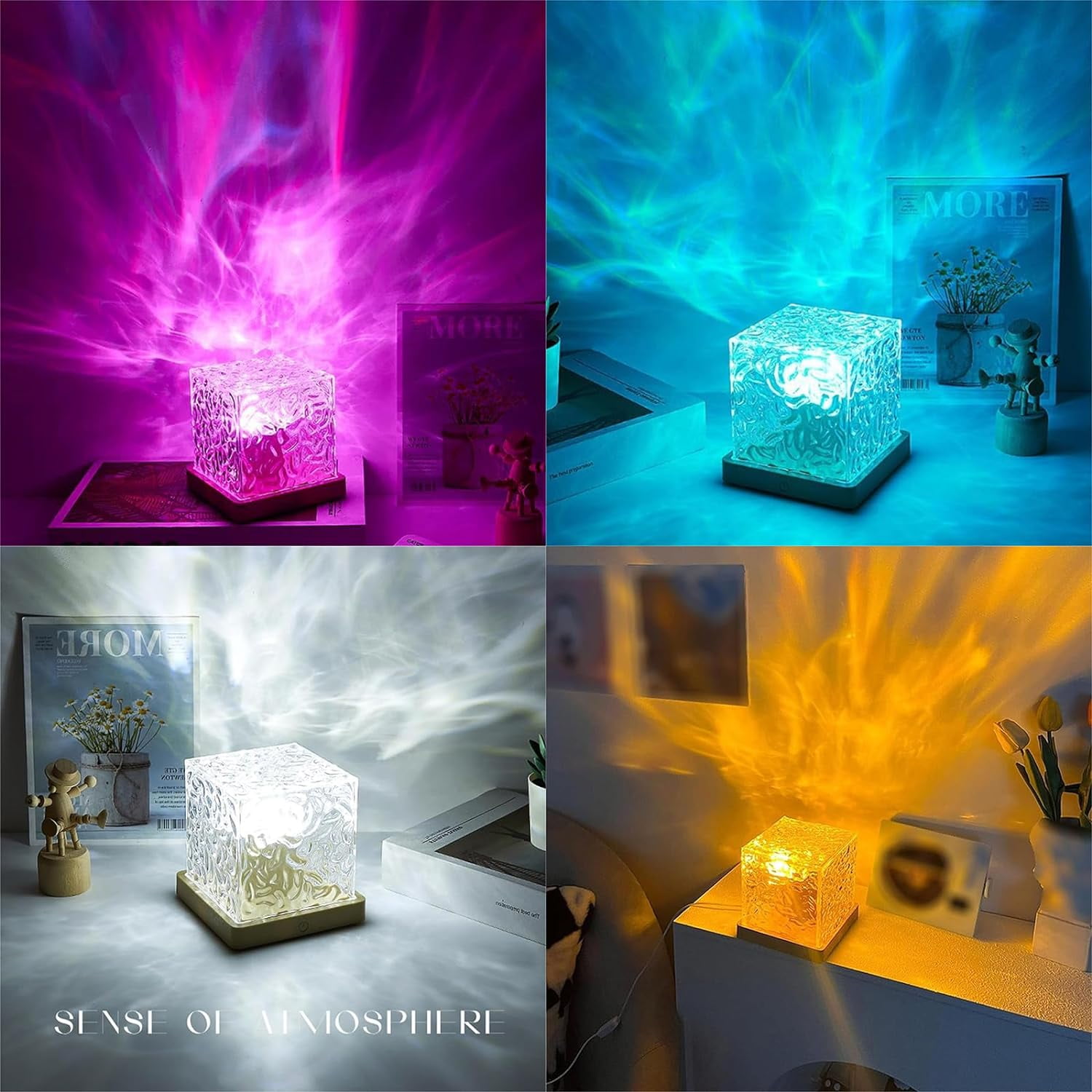 Ocean Wave Ceiling Projector,16 Colors Ocean Wave Light Projector, Water Ripple Ambient Night Light with Remote, Touch Control Aurora Projector Non-Wood for Bedroom,Room Decor,Kids Room