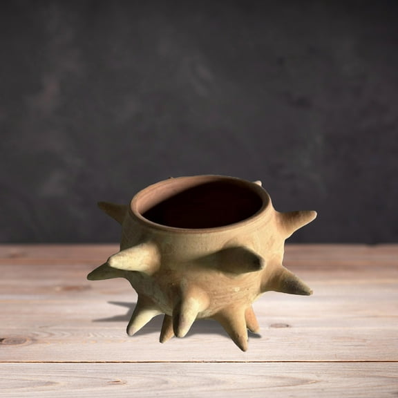 BIDK Home Spiked Design Terracotta Vase - 12.5" - Brown