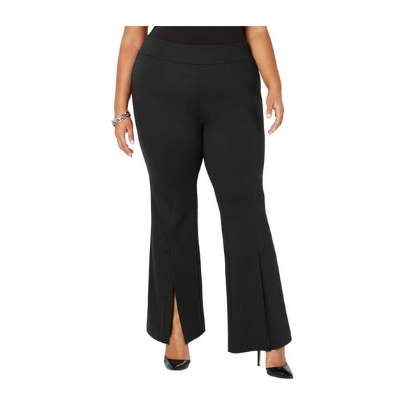I-N-C Womens Slit Front Casual Trouser Pants black 24W/33
