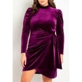 thumbnail image 4 of ELOQUII Women's Plus Size Velvet Mini Dress With Wrap Skirt, 4 of 5