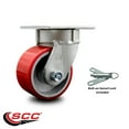 thumbnail image 2 of 4 Inch Kingpinless Red Poly on Steel Wheel Swivel Caster with Swivel Lock SCC, 2 of 2