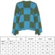 thumbnail image 2 of Púrpura S Blusa de punto a cuadros de gran tamaño 2021 Nuevo otoño e invierno Cárdigan de punto de manga larga con cuello de jardín suelto de longitud media de estilo coreano para mujer, 2 of 8