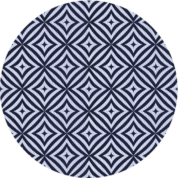 Ahgly Company Indoor Round Patterned Night Blue Area Rugs, 6' Round