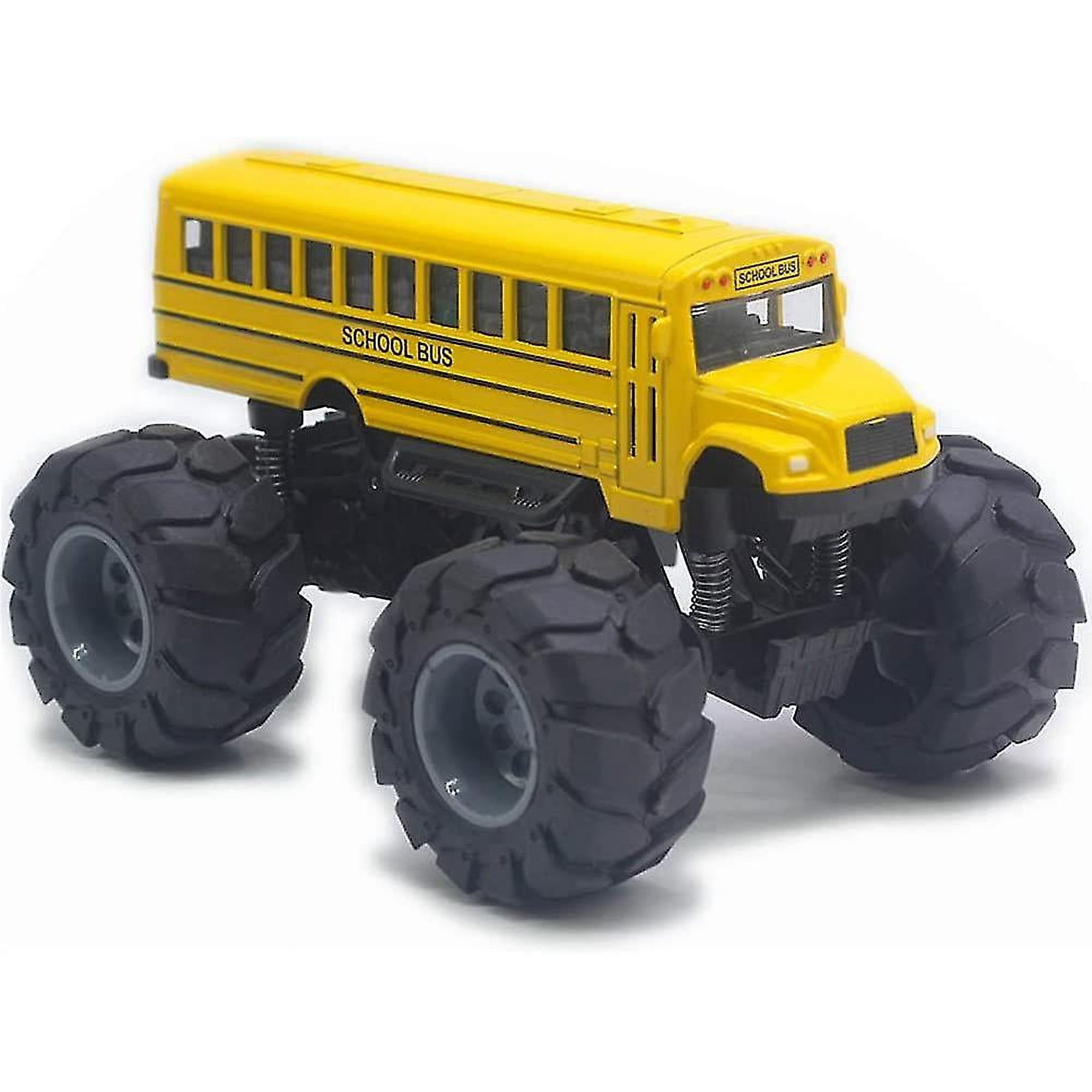 School Bus Monster Trucks Die Cast 1 43 Yellow Toys Cars Models Metal Pull Back Play Vehicles For Kids fanceye