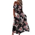 thumbnail image 2 of Koszal Bohème Femmes Robe Coupe Basse Épaule Froide Manches Courtes Imprimé Floral Robe Maxi pour Cocktail, 2 of 9