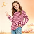 thumbnail image 4 of Girls' shirt Long Sleeve Crewneck Striped Print Tops Casual Soft Baggy Pullover Sweatshirt for Kids, 4 of 6