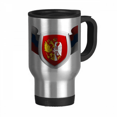 

Serbia National Emblem Country Travel Mug Flip Lid Stainless Steel Cup Car Tumbler Thermos