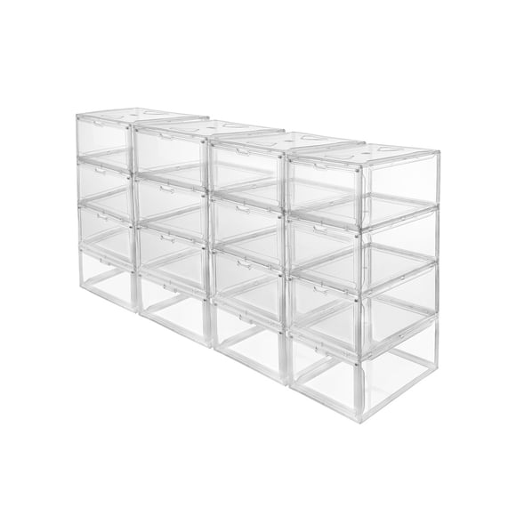 Zapatera Transparente Apilable AG BOX Modelo MAYA | Set de 16 Piezas | Organizador para Zapatos y Colecciones | Diseño Resistente y Visible