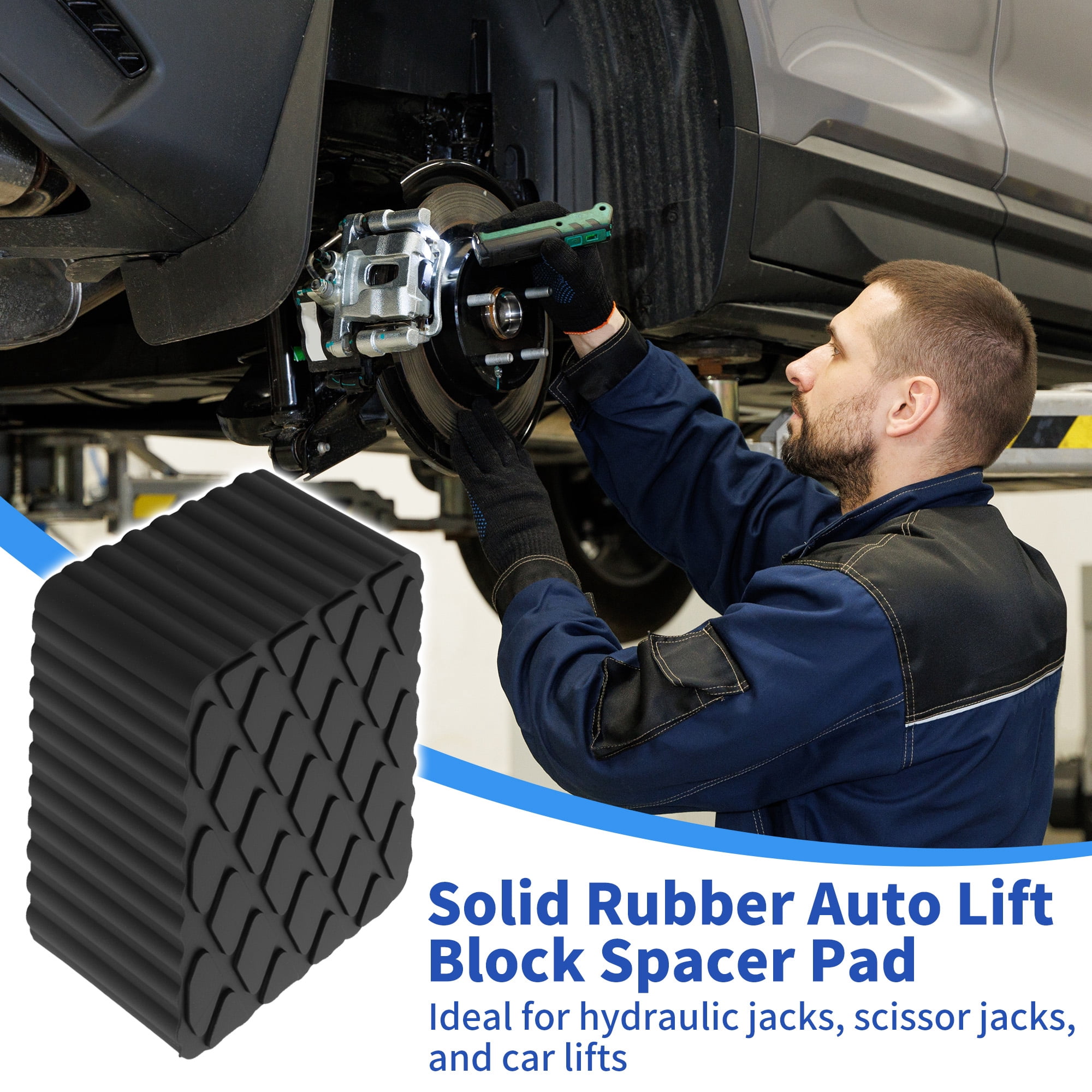 Unique Bargains Universal Heavy Duty Rubber Jack Stand Pads 6.3" x 4.7" x 3.1" Black