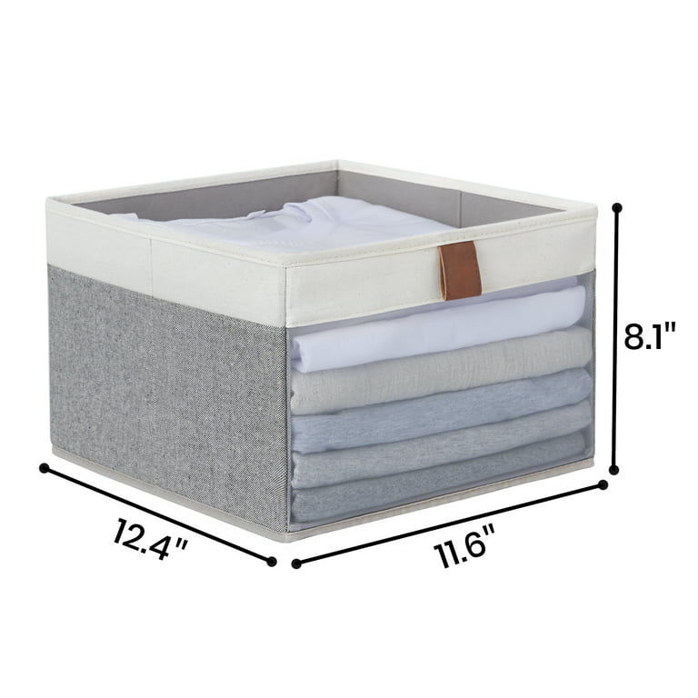 htote12pkwh, Set of 12 Foldable Fabric Storage Bin with Label Holder-  White