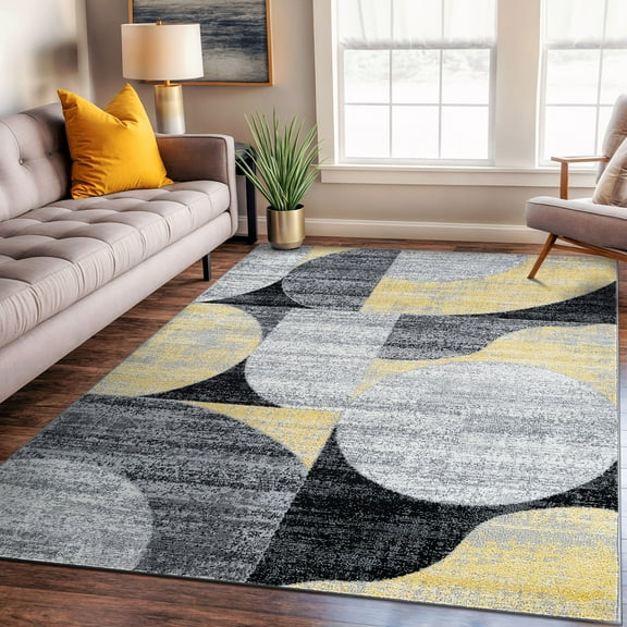 World Rug Gallery Modern Geometric Design Area Rug - YELLOW 7' 10" x 10'