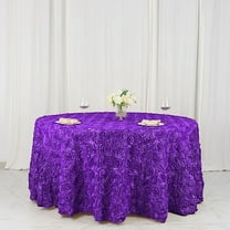 BalsaCircle Round 120" Satin Raised Tablecloth Rosette Floral Dinner Kitchen Purple