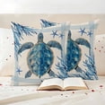 thumbnail image 3 of Outdoor Pillow Covers Summer Ocean Turtle Starfish Seaweed Waterproof Pillow Cases 18x18 Set of 2, Blue Marine Life on Linen Throw Pillow Cover Pillowcase for Patio Balcony Couch Garden, 3 of 9