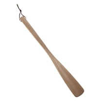 Unique Bargains 1 Pc Long Handle Square Head Hangable Shoe Horn for Shoe 15.75"x1.57" Wood Color