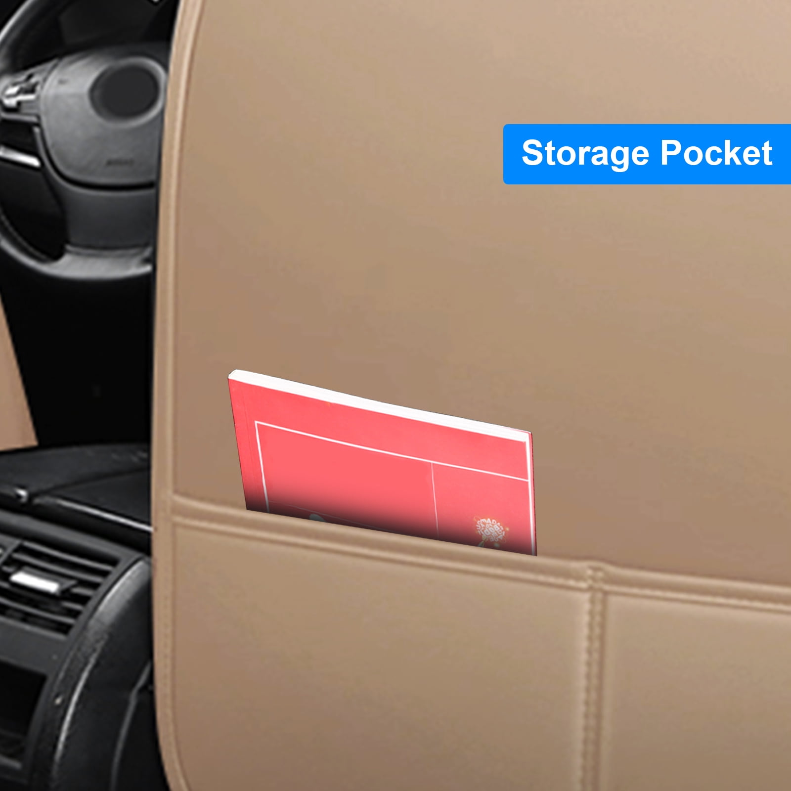 Car Seat Cover for Chevrolet 5 Seats Sedans SUVs Trucks, Wear-resistant Pu Leather Seat Cushion Protector, Front Rear Full Set Beige