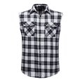 thumbnail image 2 of Fabrcox Plaid Sleeveless Flannel Shirt Men Collared Button Down Tank Top for Men Big and Tall Color Block Lightweight Outdoor Vest Shirts with Pockets Gray XL, 2 of 9
