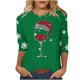 thumbnail image 5 of Navidad Mujeres Tops, Manga 3/4 Cuello Redondo Suéter con Impresión de Vacaciones, Camiseta de Manga Larga, 5 of 8