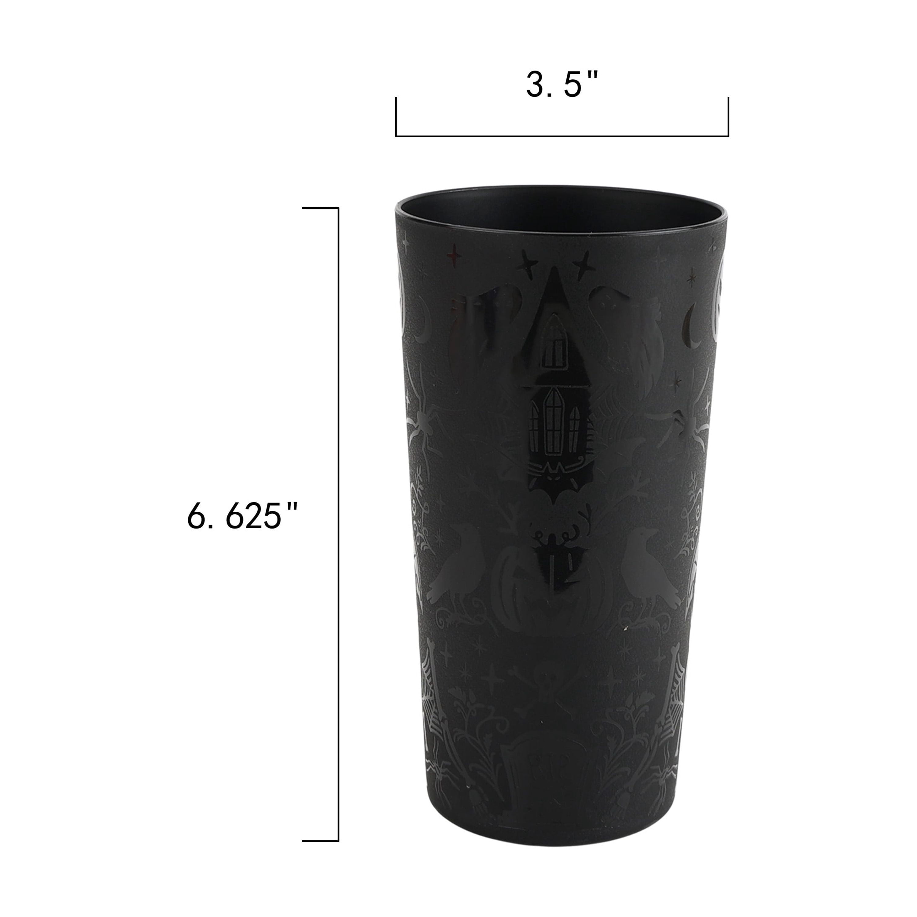 Mainstays 26 Ounce Round Plastic Etched Halloween Tumbler, Black