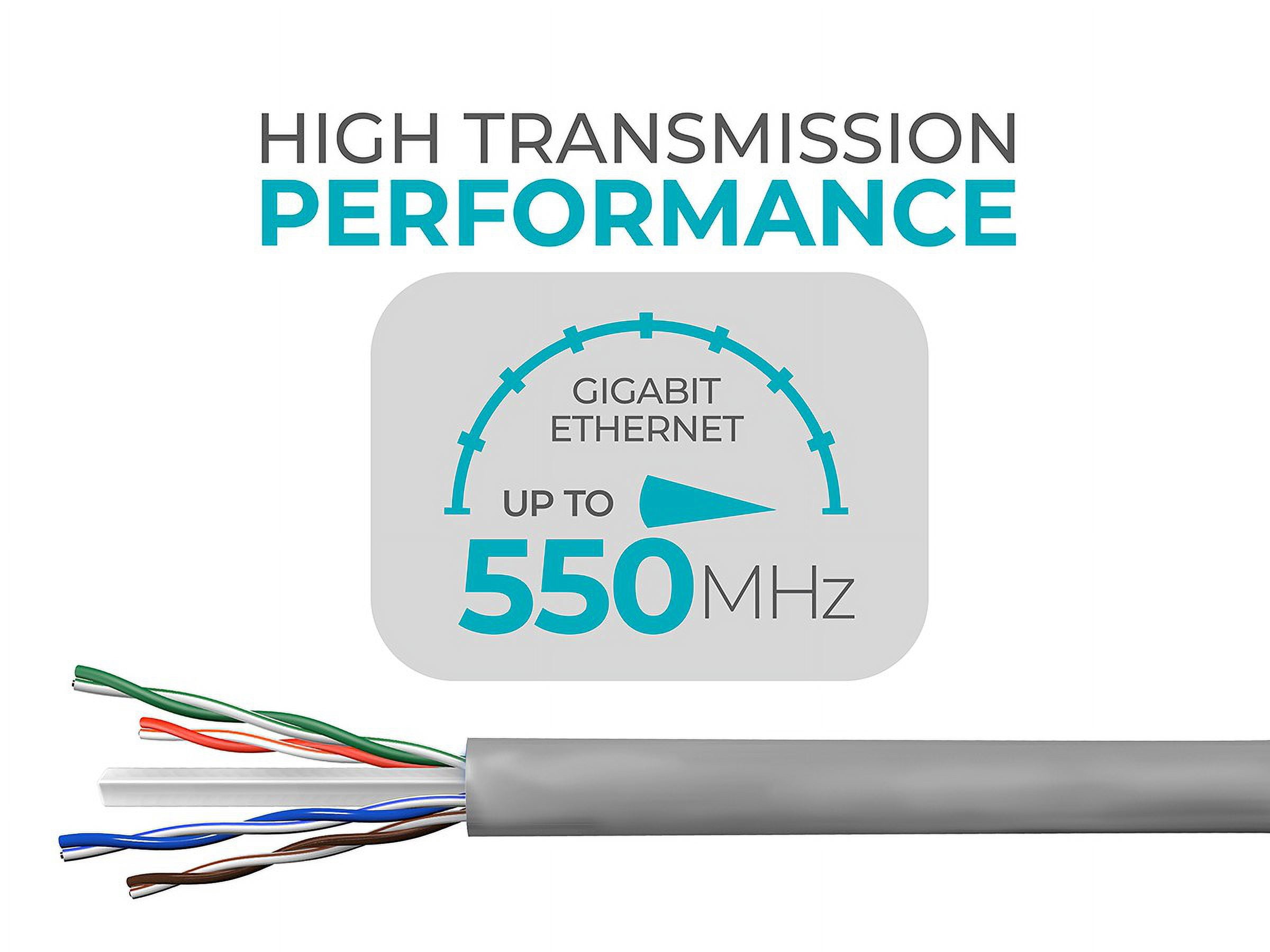 Monoprice Cat6 Ethernet Bulk Cable - Network Internet Cord - Solid, 500Mhz, UTP, CMR, Riser Rated,  Pure Bare Copper Wire, 23AWG, 1000ft, Gray