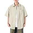 thumbnail image 2 of VgaVtl Oversized Collared Shirt Men Elbow-Length Summer Mens Clothes Breathable Everyday Button Casual Solid Color, 2 of 5