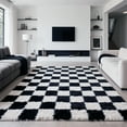 thumbnail image 7 of Large Rugs, 5'×8' Soft Fluffy Shag Indoor Floor Carpet for Living Room Bedroom Dining Room Office Home Decor,Black and White, 7 of 7