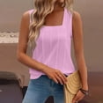 thumbnail image 5 of Women's Pleated Square Neck Summer Tops Going Out Sleeveless Casual Basic Tank Tops, Pink 2XL, 5 of 5